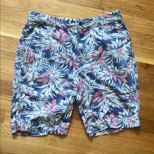 Uniqlo Blue and Pink Flat Front Shorts Vibrant Design